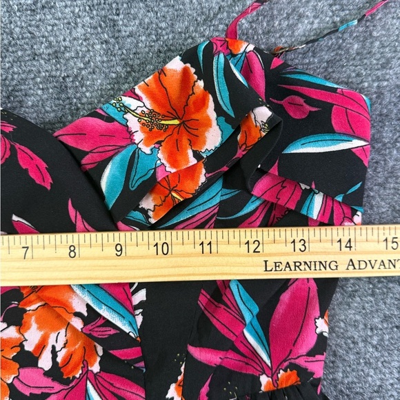 Billabong Hibiscus Floral Dress Womens Small Black Spaghetti Strap Fit & Flare - Picture 3 of 8